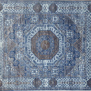 Tapis oriental noué à la main à poils ras en laine coupée avec motifs héritages - Product Image 2
