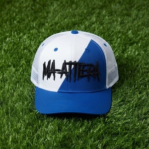 Men's <b>White</b> Blue Trucker Cap Custom Embroidered Logo Mesh Back Baseball <b>Hat</b> Adjustable Two Tone Streetwear - Product Image 5