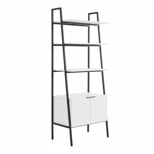 Estantería Exclusiva con Gabinete de Almacenamiento, Librería Moderna con Marco Metálico, Estantes de Madera Blanca, Mueble de Almacenamiento para Oficina en Casa - Product Image 1