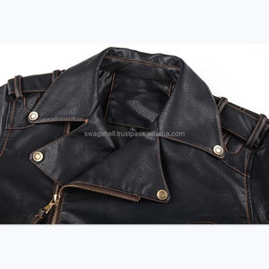 Offre Spéciale hommes hiver mode vestes en cuir haute qualité Cool fermeture éclair poches Logo personnalisé OEM toile tissu pour motos - Product Image 6