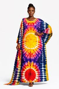Women Tie Dye <b>Kaftan</b> Dress Bohemian Loose Fit Long <b>Beach</b> Cover Up Vacation Loungewear - Product Image 2