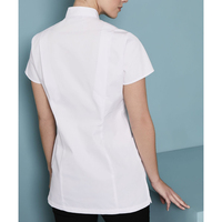 Tunique unisexe à fermeture éclair et un bouton, respirante, pour salon de beauté, en coton, polyester et élasthanne, avec logo personnalisé