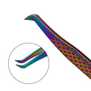 Pinces à cils en acier inoxydable de haute qualité, écologiques, avec grip diamanté, revêtement plasma multicolore, précision. - Product Image 6
