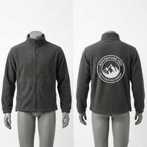 Veste de travail en polaire premium 320 GSM gris anthracite, fermeture éclair intégrale, impression personnalisée, broderie logo, hiver, randonnée, camping - Product Image 1