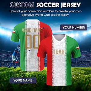 Maillot de football à col en V de l'équipe nationale d'Iran pour homme, personnalisable avec nom et numéro, en polyester sublimé, toutes saisons, coupe adulte - Product Image 5