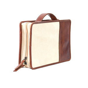 Étui de rangement pour appareils électroniques de luxe 2-en-1 en toile de coton et cuir |   Portefeuille de voyage multi-poches résistant à l'eau avec logo personnalisé - Product Image 2