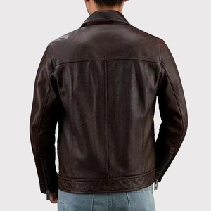 เสื้อแจ็คเก็ตหนังสีน้ำตาลสำหรับผู้ชาย - Product Image 2