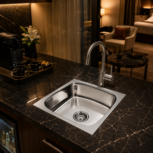Évier de cuisine en acier inoxydable 304 à cuve unique, à encastrer, carré, poli, design moderne, facile à nettoyer - Product Image 2