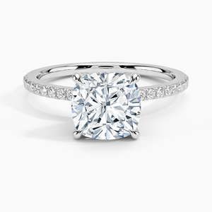 Anillo BOJ 0134 con Corte Cojín, Plata 925, Anillo Solitario de Lujo con Engaste de Pétalos, Diamante de 2ct, Color D, VVS1, Moissanita, Certificado GRA - Product Image 1