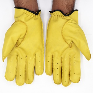 Gants de conduite en cuir de chèvre de haute qualité, personnalisables, unisexes, avec doublure jaune, légers et antidérapants pour le voyage et le sport - Product Image 6