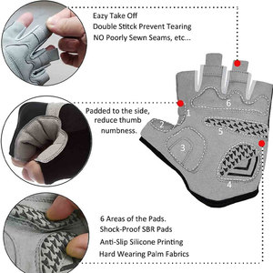 Gants de cyclisme demi-doigts orange, gris, noir, antidérapants, en tissu tissé, unisexes, respirants, pour la course - Product Image 4