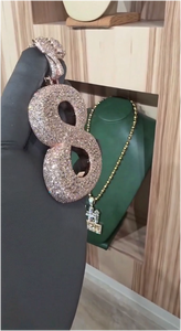 จี้ห้อยคอฮิปฮอปประดับเพชรโมอิสซาไนต์รูปตัวอักษรและตัวเลข  สำหรับทุกเพศ  ทำจากเงินแท้ 925 ชุบทองคำขาว  งานจิวเวลรี่แฟชั่น - Product Image 6