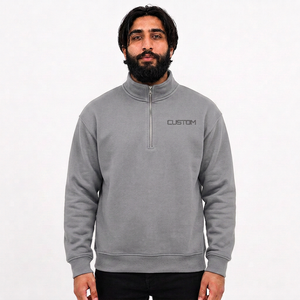 Sudadera Personalizada con Cierre de Cremallera de un Cuarto para Hombre, Cuello Alto, Proveedor de Sudaderas con Cierre de Cremallera de un Cuarto con Logotipo Personalizado para Marcas de Ropa Estadounidenses - Product Image 6