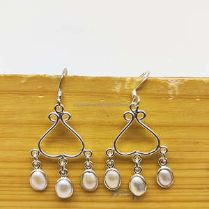 Bohème perle pierre précieuse 925 argent boucle d'oreille cadeau délicat article boucle d'oreille pour les femmes en gros boucle d'oreille cadeau boucles d'oreilles à la mode - Product Image 1