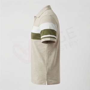 <b>Men's</b> Short Sleeve Knitted <b>Polo</b> <b>Shirt</b> Color Blocked Striped Casual Regular Fit Green <b>White</b> Beige Design - Product Image 3