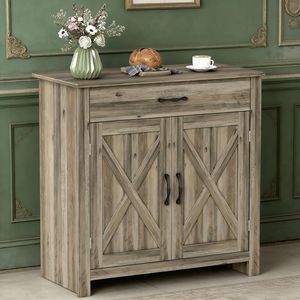 Buffet avec porte coulissante réglable, tiroirs et bar à café, meuble de cuisine - Product Image 3