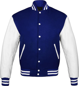 เสื้อแจ็คเก็ตเบสบอลแบบ Letterman Varsity คุณภาพสูงสำหรับทุกเพศ พร้อมแขนหนัง ปักโลโก้แบบ Chenille สำหรับผู้ชาย - Product Image 1