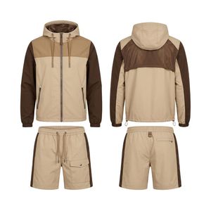 Breathable Polyester Nylon Windbreaker Short Set Nylon Hooded <b>Jacket</b> And Shorts Sky Blue <b>Silver</b> Gray Color Block Panel Tracksuit - Product Image 5