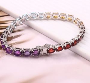 Multi Stone Garnet Blue Topaz Citrine Amethyst 925 Sterling Silver Gold Luxury Tennis Women <b>Gemstone</b> <b>Bracelet</b> Colorful Jewelry - Product Image 5