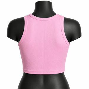 Débardeur Slim Respirant pour Femme, Couleur Unie, Sans Manches, Col Rond, Vêtement de Sport, Crop Top Tricoté pour Femme - Product Image 3