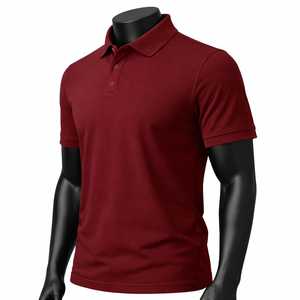 Polo de Manga Corta para Hombre, Color Sólido, Algodón Piqué, Tejido Transpirable, Corte Regular, Rojo - Product Image 3