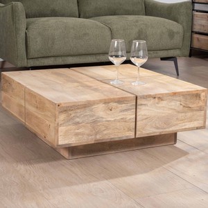 Table basse carrée Vandana Silver Design de style contemporain, en bois massif naturel - Product Image 1