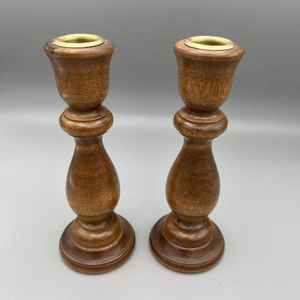 Ensemble de porte-bougies en bois, faits à la main, écologiques, vintage, classiques, en bois poli, support de bougie de table, décoration intérieure indienne - Product Image 6
