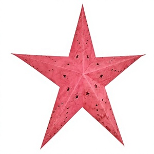 Indian Handmade Embroidery <b>Red</b> <b>Paper</b> Star Christmas Tree Decoration Handicraft Traditional Style Outdoor Indoor Festive Ornament - Product Image 1