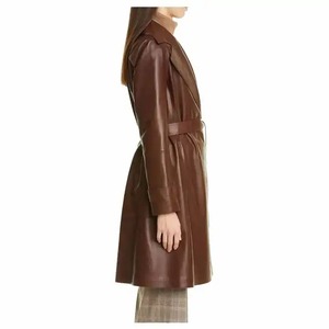 Custom Women's Long Leather Jacket Premium Autumn Waterproof Breathable Leather Jacket OEM ODM Custom Fashion - Product Image 6