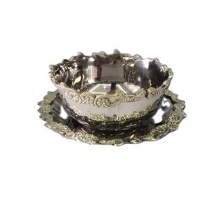 ชามเสิร์ฟพร้อมจานสำหรับเครื่องครัว,จานโลหะสีทองสำหรับตกแต่งร้านอาหารโรงแรมจานดินเนอร์ช้อนโต๊ะ - Product Image 1