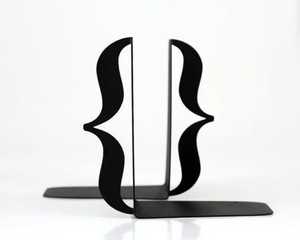 Sujetalibros de Metal Negro con Diseño Artístico en Forma de Curva, Hechos a Mano, Ecológicos, Rústicos, de Madera, para el Hogar - Product Image 1