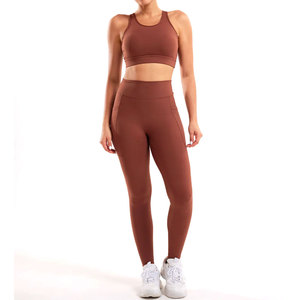 Stylish High Quality Breathable Lightweight Comfortable Performance Best Seller Fitness Wear High Waist Leggings Sports Bra Set - Product Image 1