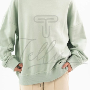 เสื้อสเวตเชิ้ตคอกลมไซส์ใหญ่สำหรับผู้หญิง สีดำล้วน ถักทอ แขนยาว สวมใส่สบายๆ ในฤดูใบไม้ร่วง เสื้อสเวตเชิ้ตโอเวอร์ไซส์สำหรับผู้หญิง - Product Image 3