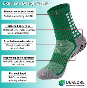 2 paires de chaussettes de football antidérapantes avec protège-tibias, chaussettes de sport athlétiques pour hommes et femmes - Product Image 4