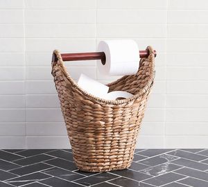 Panier à papier toilette autoportant en jacinthe d'eau tressée, écologique, pour rangement de salle de bain, style minimaliste, pour maison, hôtel, vente en gros, B2B - Product Image 2