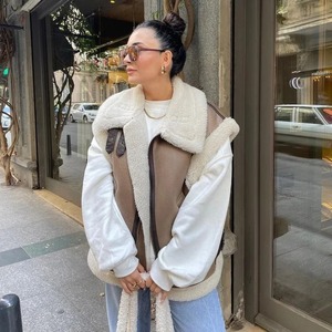 เสื้อกั๊กนักบินหนังแท้ shearling สำหรับผู้หญิงเสื้อกั๊กสำหรับฤดูหนาว - Product Image 2