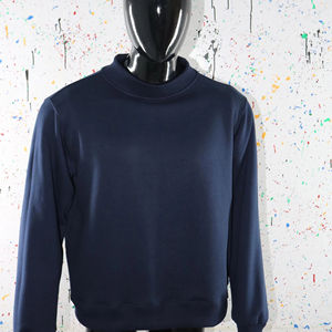 NAVY BLUE <b>Mock</b> <b>Neck</b> Sweatshirt 100% wide <b>neck</b> Sweatshirt Finer Threads - Product Image 1