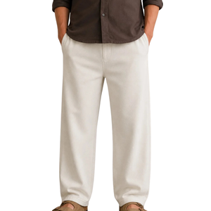 Wholesale <b>Mens</b> Wide Leg <b>Trousers</b> Custom Elastic Waist Relaxed Fit Side Pockets Full Length Open Hem Casual <b>Lounge</b> Wear OEM ODM B - Product Image 1