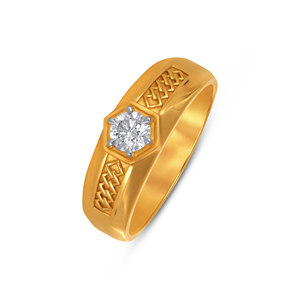 Anillo de Diamantes Geométrico para Hombre, Anillo de Oro de Dos Tonos con una Piedra Central Cuadrada, Halo de Diamantes Completo, Banda de Diamantes en Canal - Product Image 3