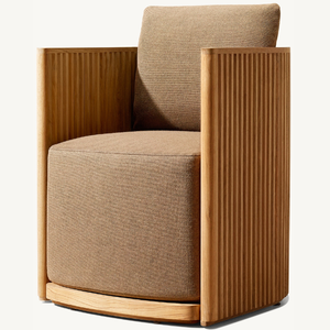 Fauteuil simple en bois au style épuré, équipé d'un mousse-synthétique doux et résistant pour une utilisation en extérieur - Product Image 3