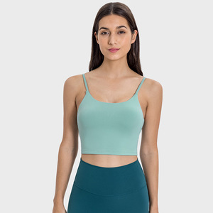 Short de yoga et soutien-gorge de sport pour femme, bleu marine, à bretelles convertibles, col en V, taille mi-haute, sans couture, respirant, avec logo frontal - Product Image 5