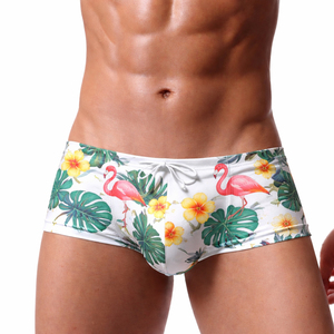 Wholesale <b>Men</b> <b>White</b> Tropical Print Swim <b>Briefs</b> Low-Rise Underwear Quick Dry Summer Beachwear 2026 - Product Image 3