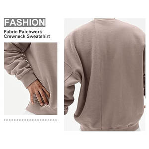 Mens <b>Patchwork</b> Crewneck Sweatshirt Long Sleeve Lightweight Terry Sweatshirt Casual Workout Pullover <b>Shirt</b> Tops Comfortable - Product Image 3