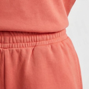 Women's 2 Piece Solid Coral <b>Knitted</b> Short Sleeve T Shirt and Above Knee Shorts <b>Set</b> Crew Neck Loose Fit Casual Spring Summer Wear - Product Image 5