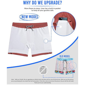 กางเกงขาสั้นกีฬาผู้ชายลำลองสำหรับฤดูร้อน ผ้าเทอร์รี่ แห้งเร็ว ไม่ยับ ปักลายชายผ่า เอวยางยืดสูง ระบายอากาศได้ดี เหมาะสำหรับโยคะ - Product Image 3