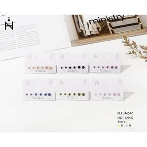 Orecchini a perno rotondi con zirconi colorati Ministry 4mm 5mm 6mm Tre paia Gioielli alla moda - Product Image 1