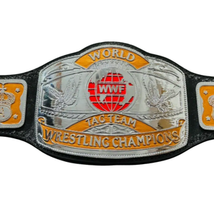 Ceinture de championnat du monde des équipes de la WWF - Ceinture sportive argentée personnalisable avec détails orange - Article de collection haut de gamme - Product Image 2