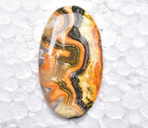 Cabochon en Jaspe Abeille d'Indonésie Naturel de Haute Qualité, Taille 20-40mm, Couleurs Gris Orange, Pierres Précieuses Faites à la Main pour Collier - Product Image 1
