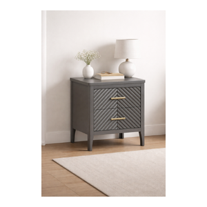 Mesa de noche de 2 cajones, estilo vintage, mueble de dormitorio para hotel, madera maciza de roble/pino/acacia, hecho en Vietnam, éxito de ventas. - Product Image 1