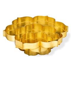 Ensemble de plateaux décoratifs en forme de feuille dorée, faits à la main, en métal poli, motif végétal, style glamour, assiettes et plats - Product Image 3